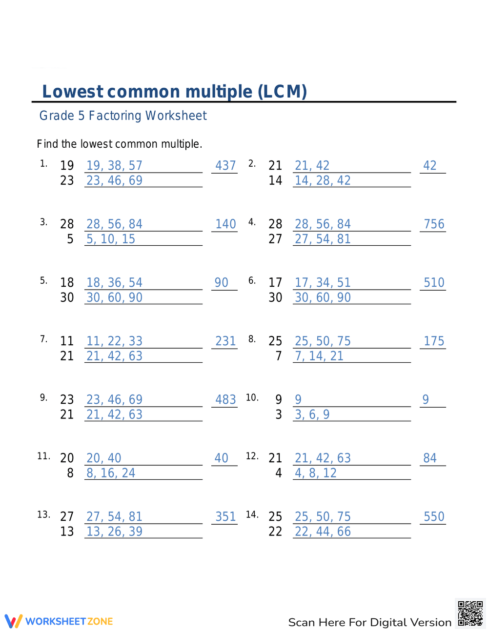 Find Lowest Common Multiple with This Practice Sheet - Page 2