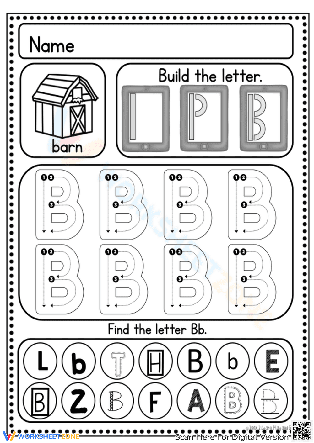 Handwriting Without Tears - Letter B worksheet - Page 1