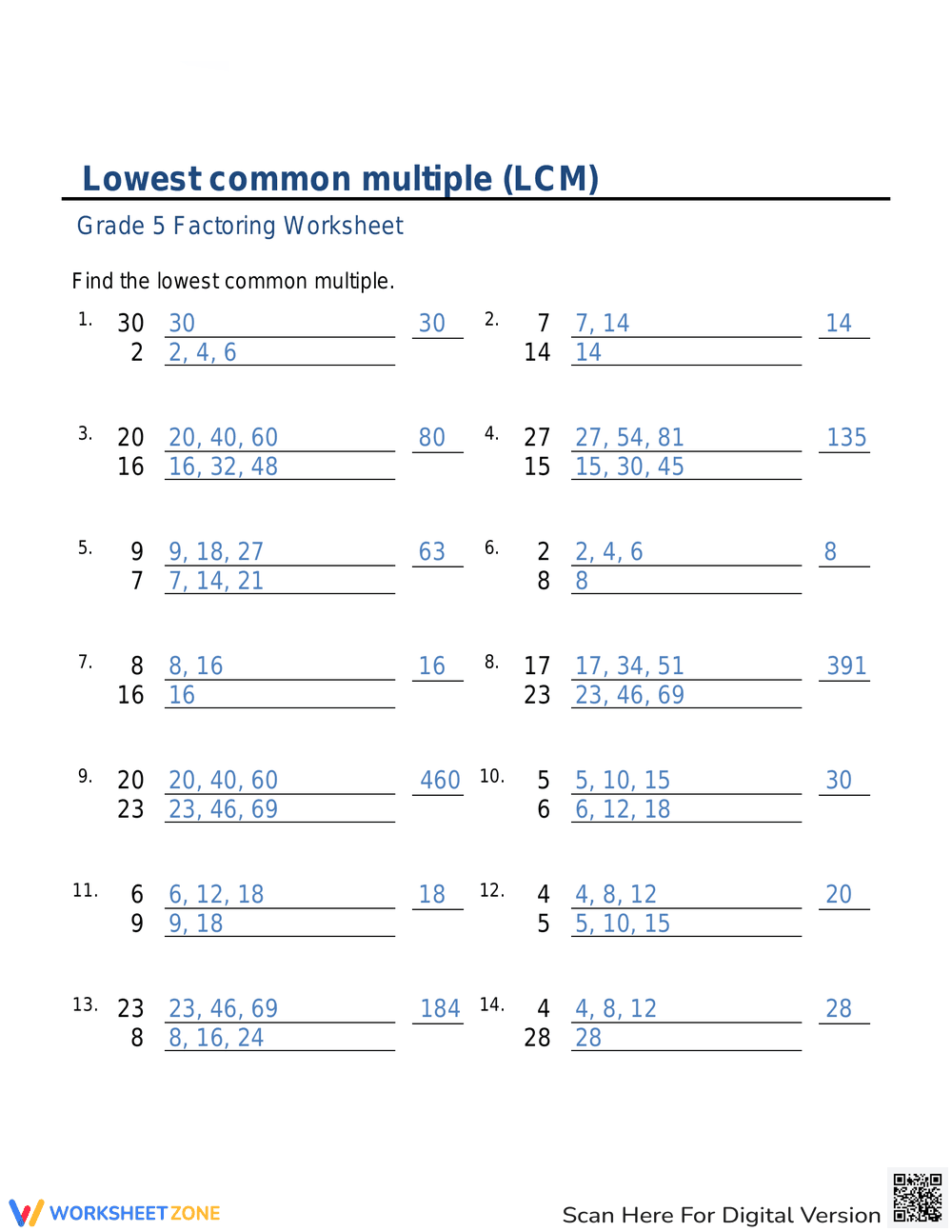 Lowest common multiple 4 - Page 2