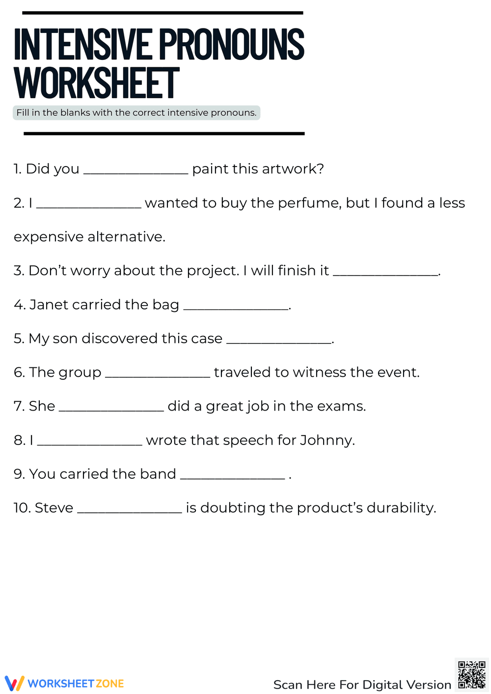 Final Word on Intensive Pronouns Practice - Page 1