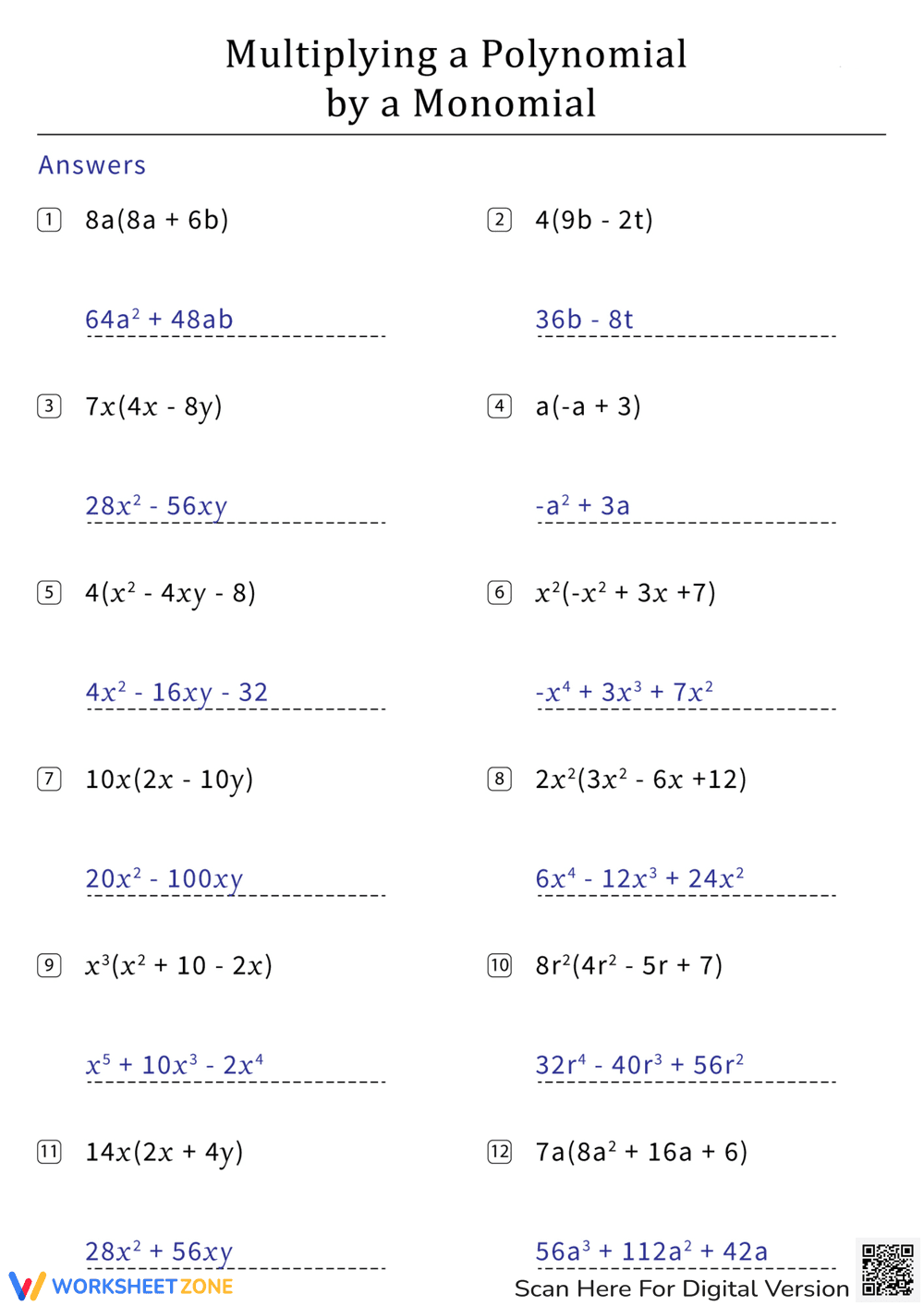 Multiplying a Polynomial by a Monomial - Page 2