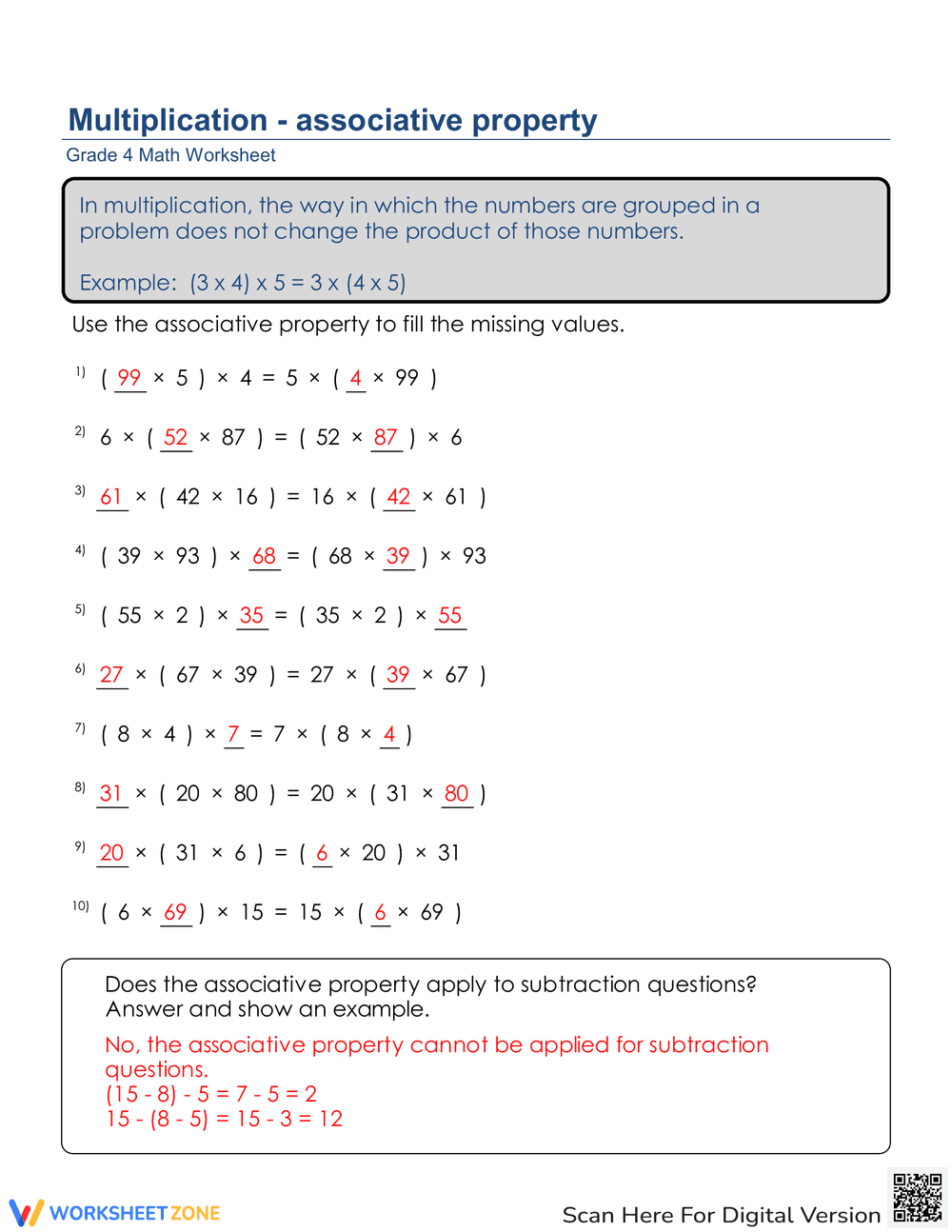 Associative Property Practice Worksheet - Page 2