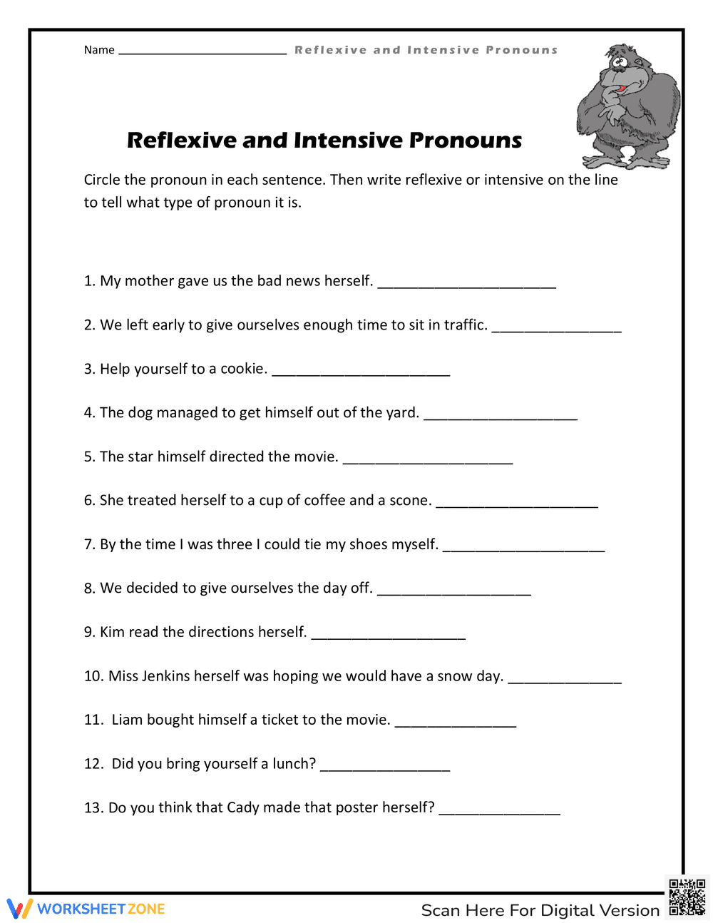 Find the Pronoun in the Sentence Worksheet - Page 1
