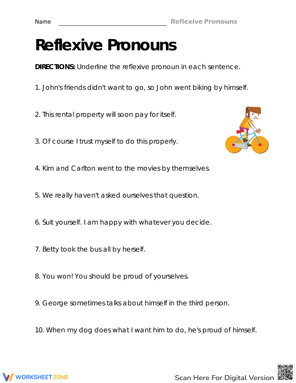 Discover and Underline Practice Worksheet - Page 1