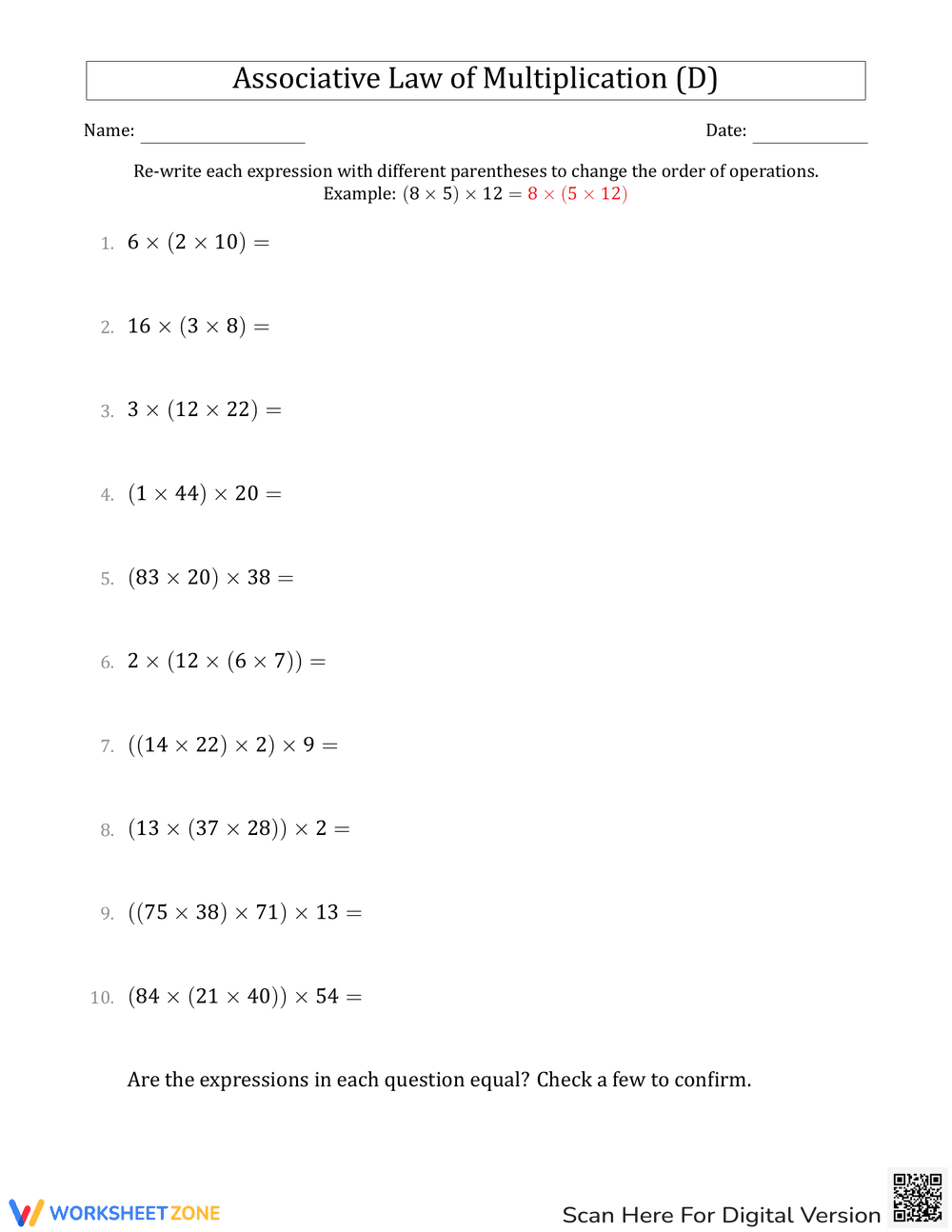 Explore Associative Law of Multiplication - Page 1