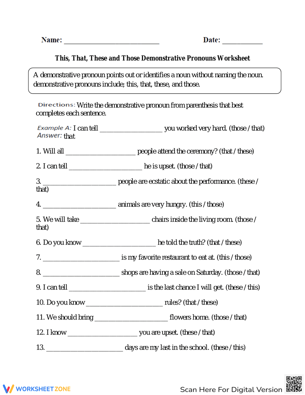 Practice with This,That,These,Those Demonstrative Pronouns - Page 1