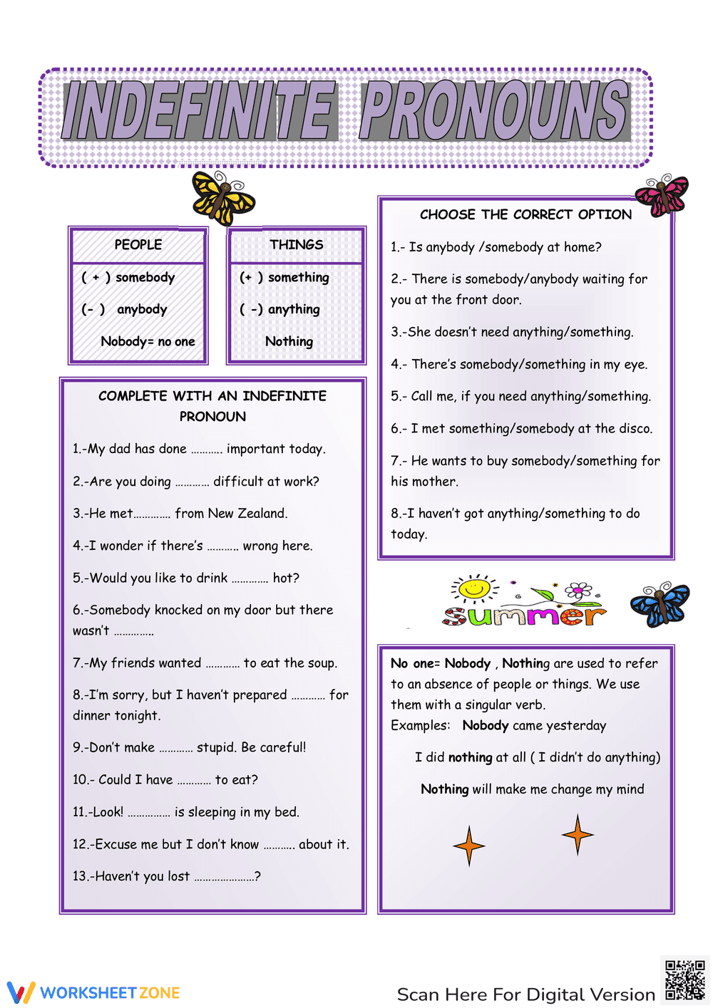 INDEFINITE PRONOUNS - Page 1