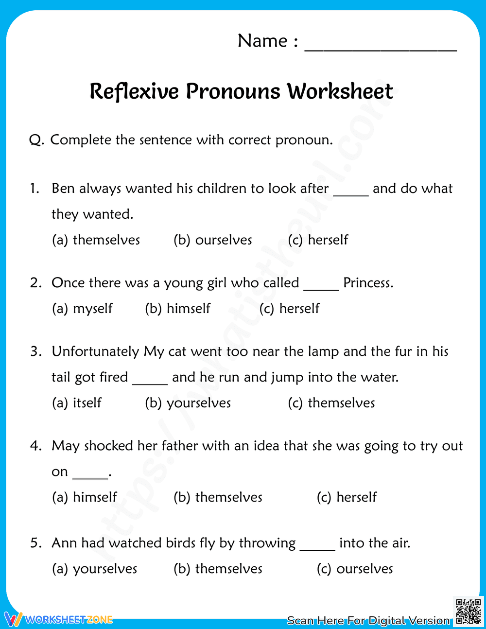 Reflexive Pronouns Practice for Grade 6 Students - Page 2