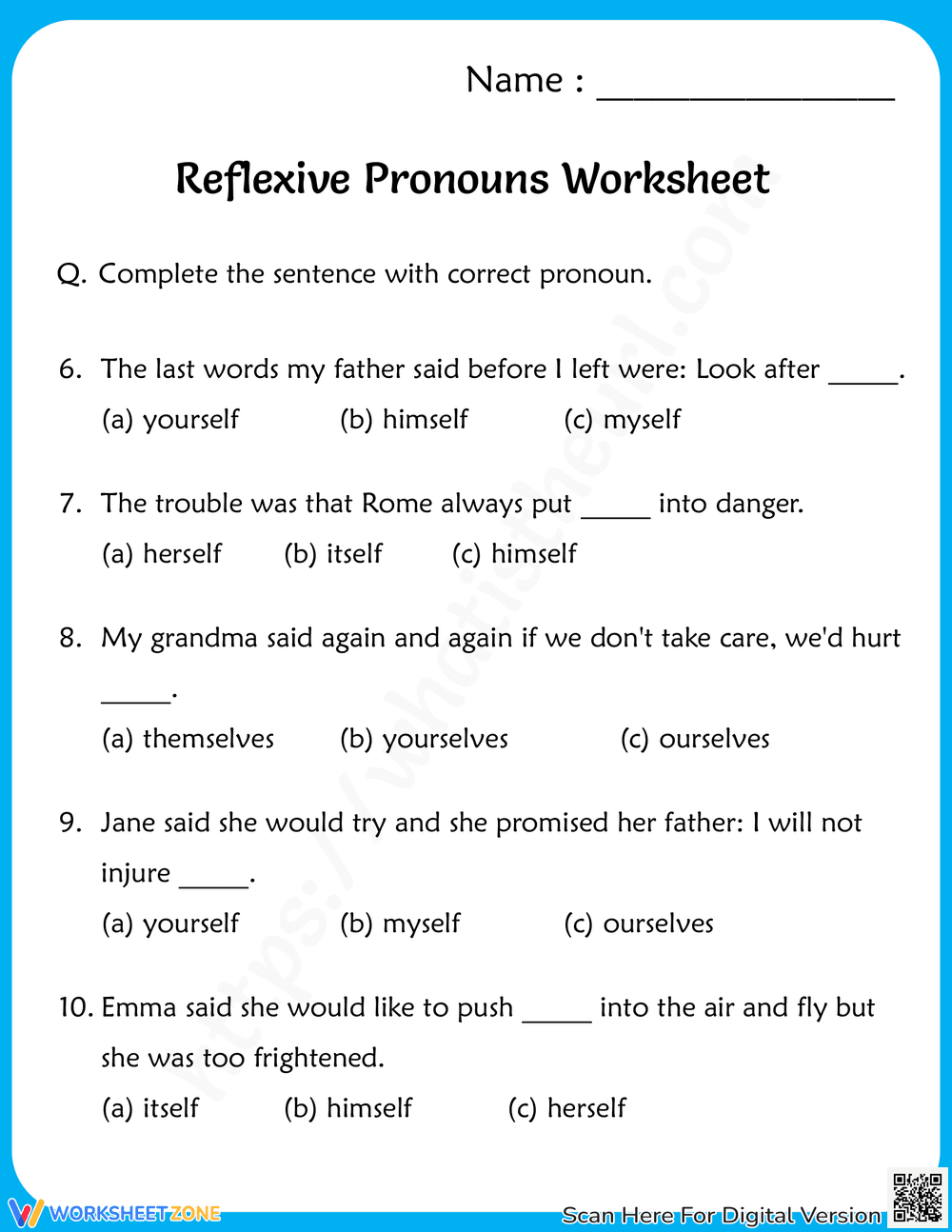 Reflexive Pronouns Practice for Grade 6 Students - Page 3