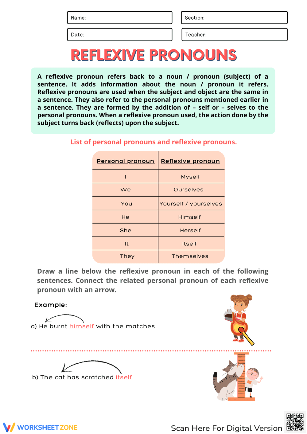 Practice Reflexive & Possessive Pronouns - Page 1
