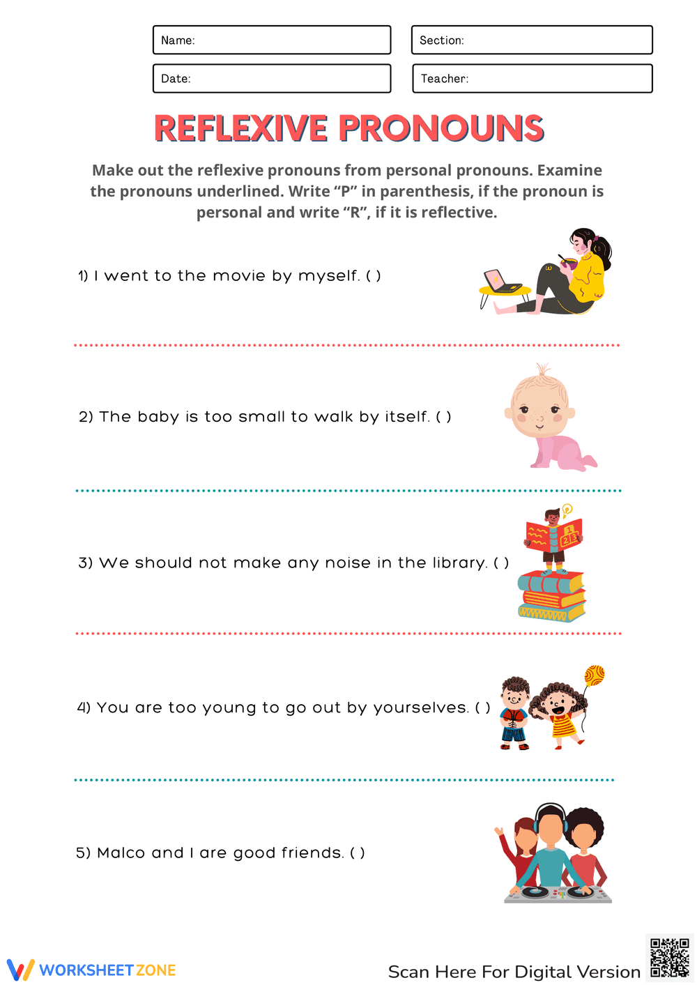 Practice with Reflexive and Possessive Pronouns - Page 1
