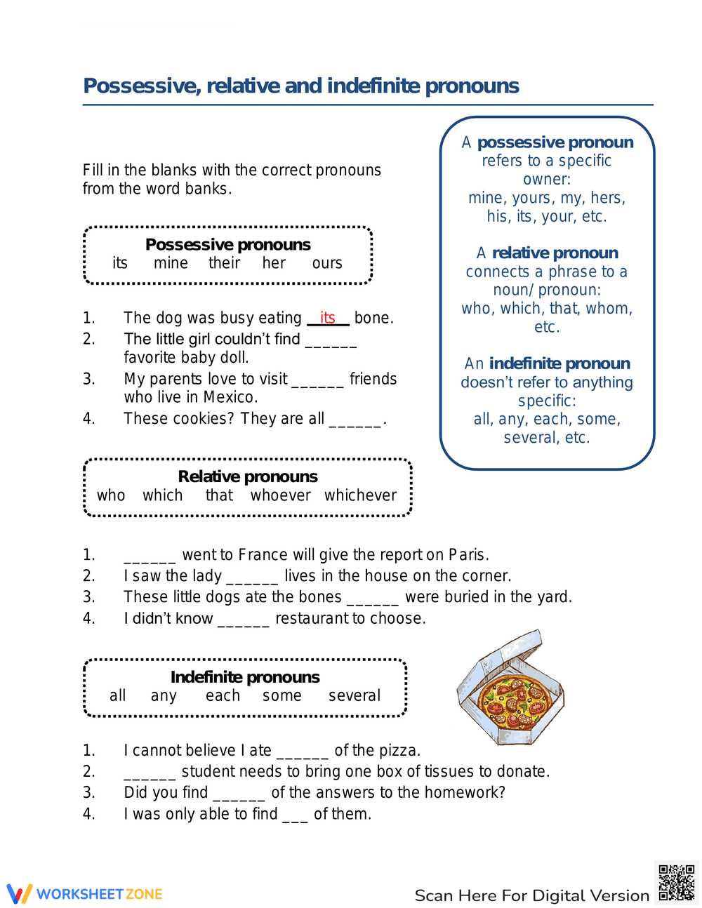 Possessive, Relative, & Indefinite Pronouns - Page 1