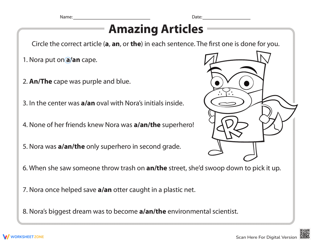 Fill in the Article: A, An, The - Page 1