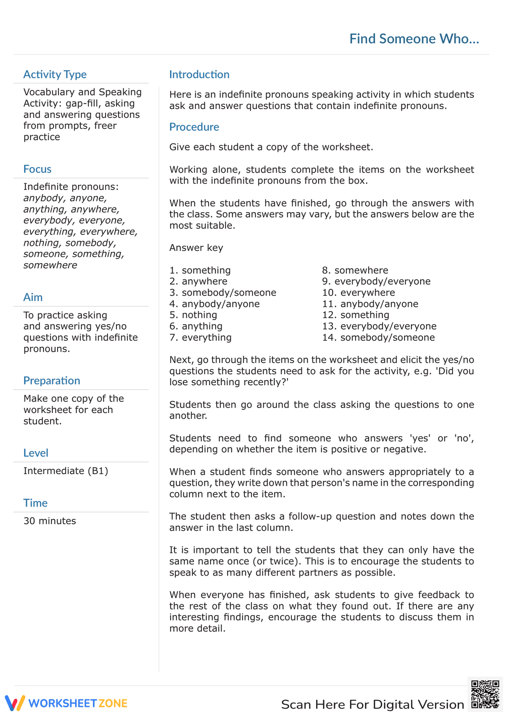 'Find Someone Who' Communication Activity - Page 1