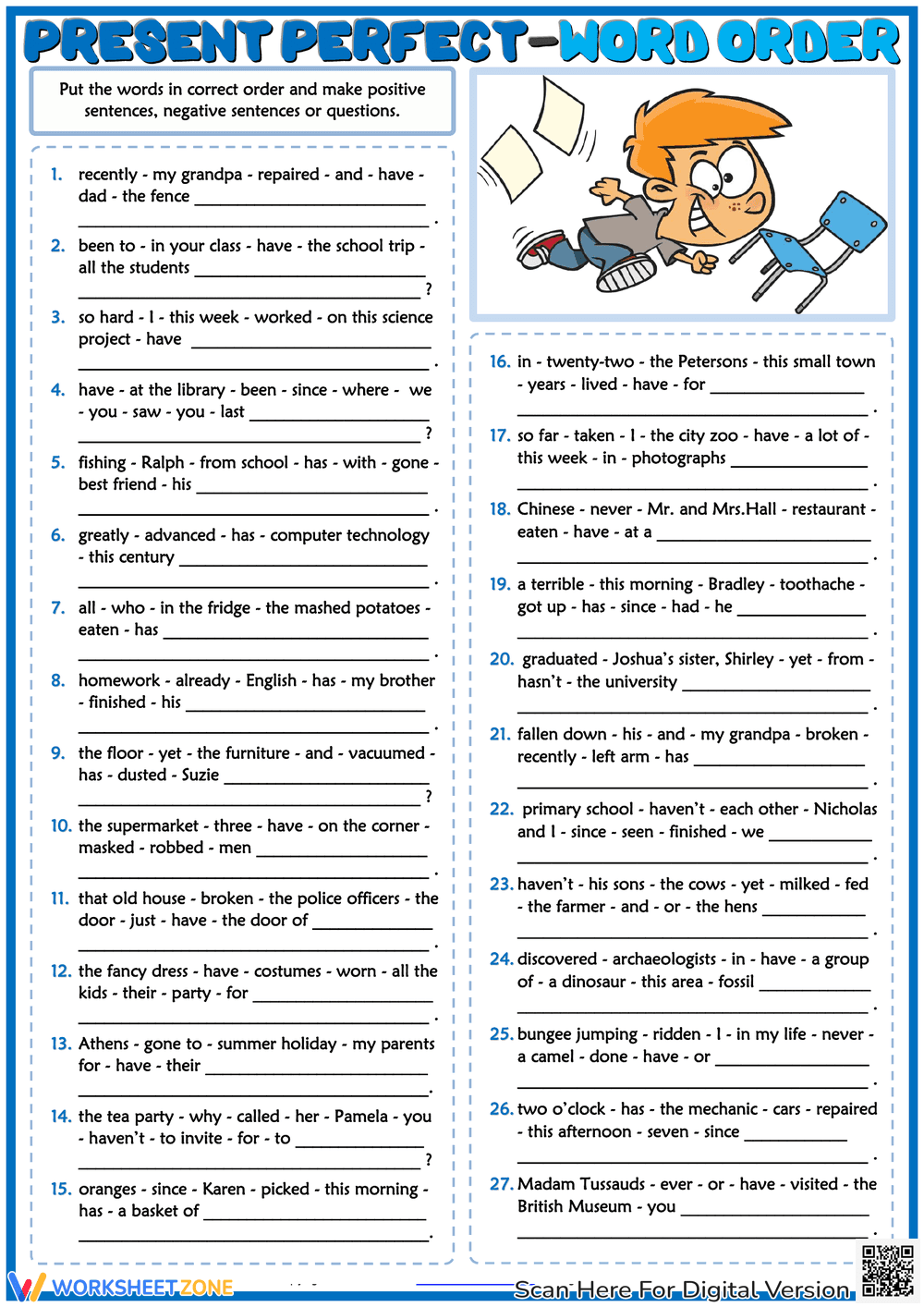 Present Perfect Tense Word Order - Page 1
