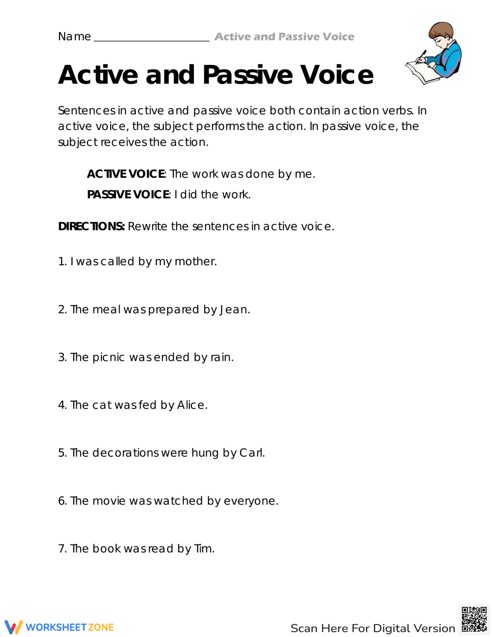 Writing in Active Voice Practice - Page 1