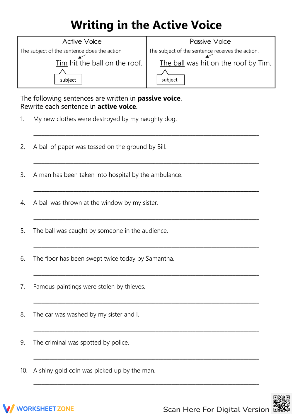 Writing in the Active Voice Practice - Page 1