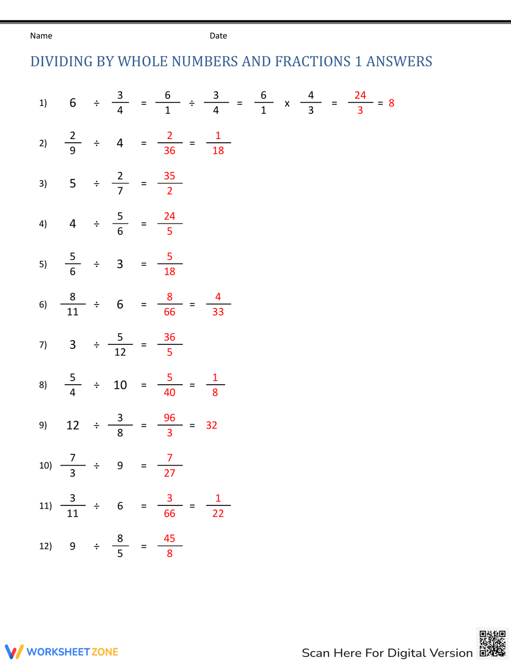 Learn Dividing by Whole Numbers and Fractions - Page 2