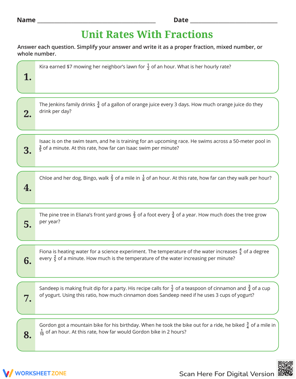 Solving Unit Rates with Fractions: Practice Now - Page 1