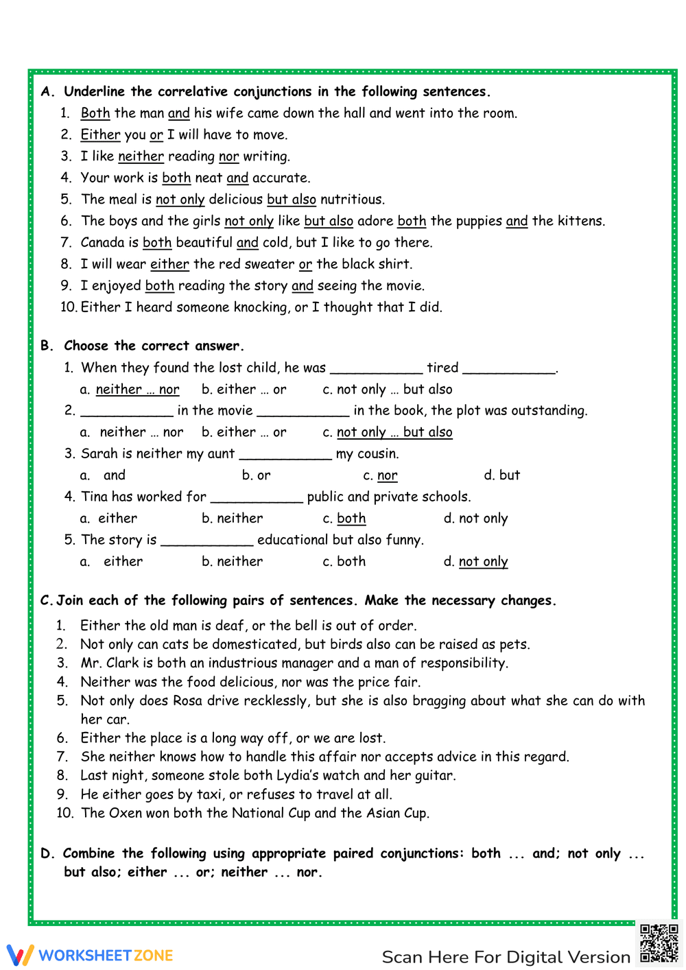 Correlative Conjunctions Practice Exercises - Page 4