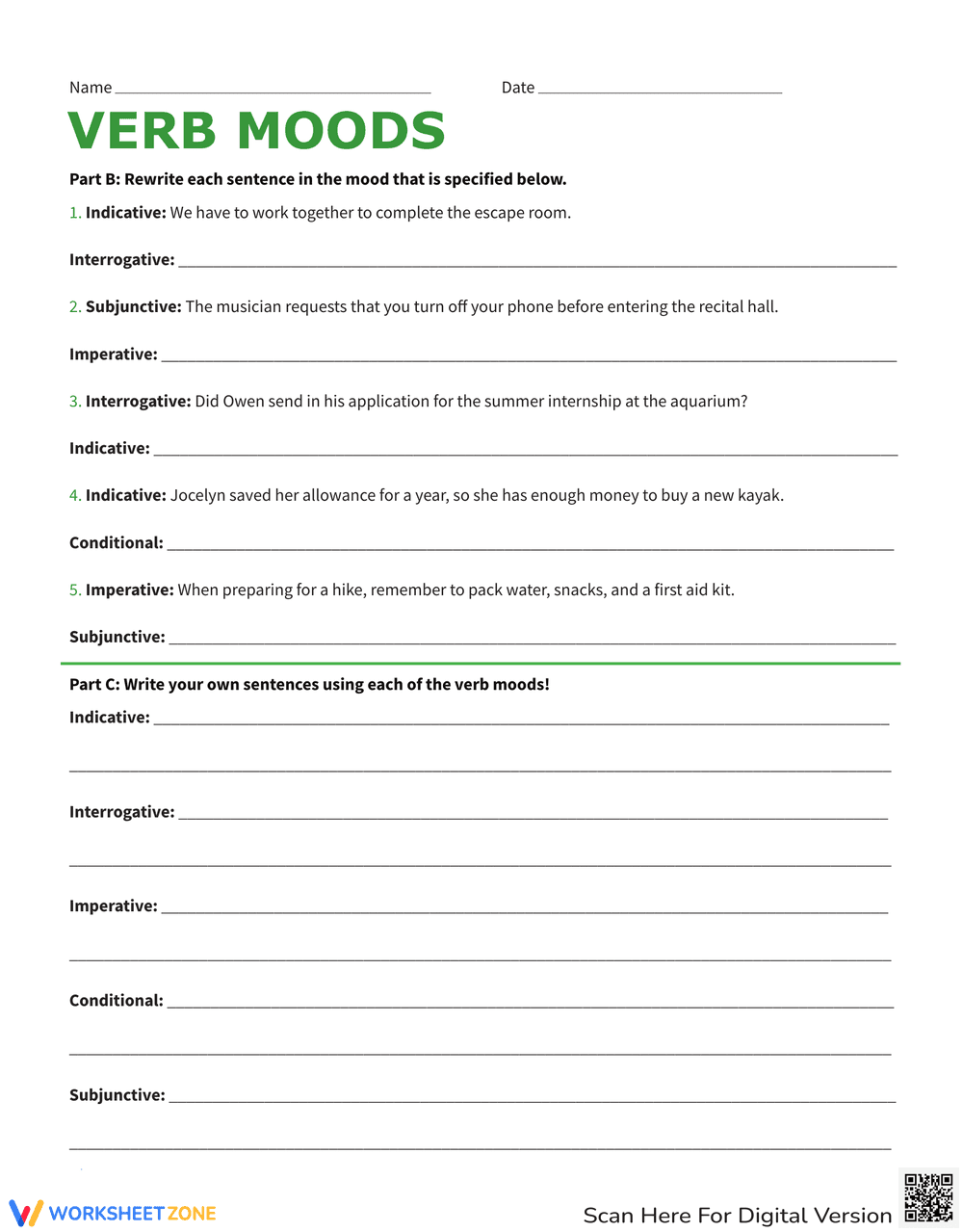 Grammar Practice: Verb Moods - Page 2