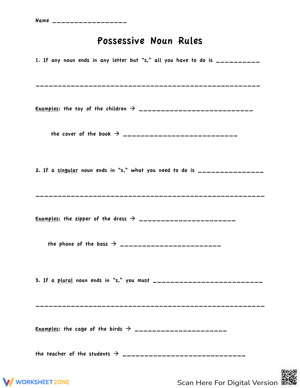 Possessive Noun Rules: Singular & Plural - Page 2