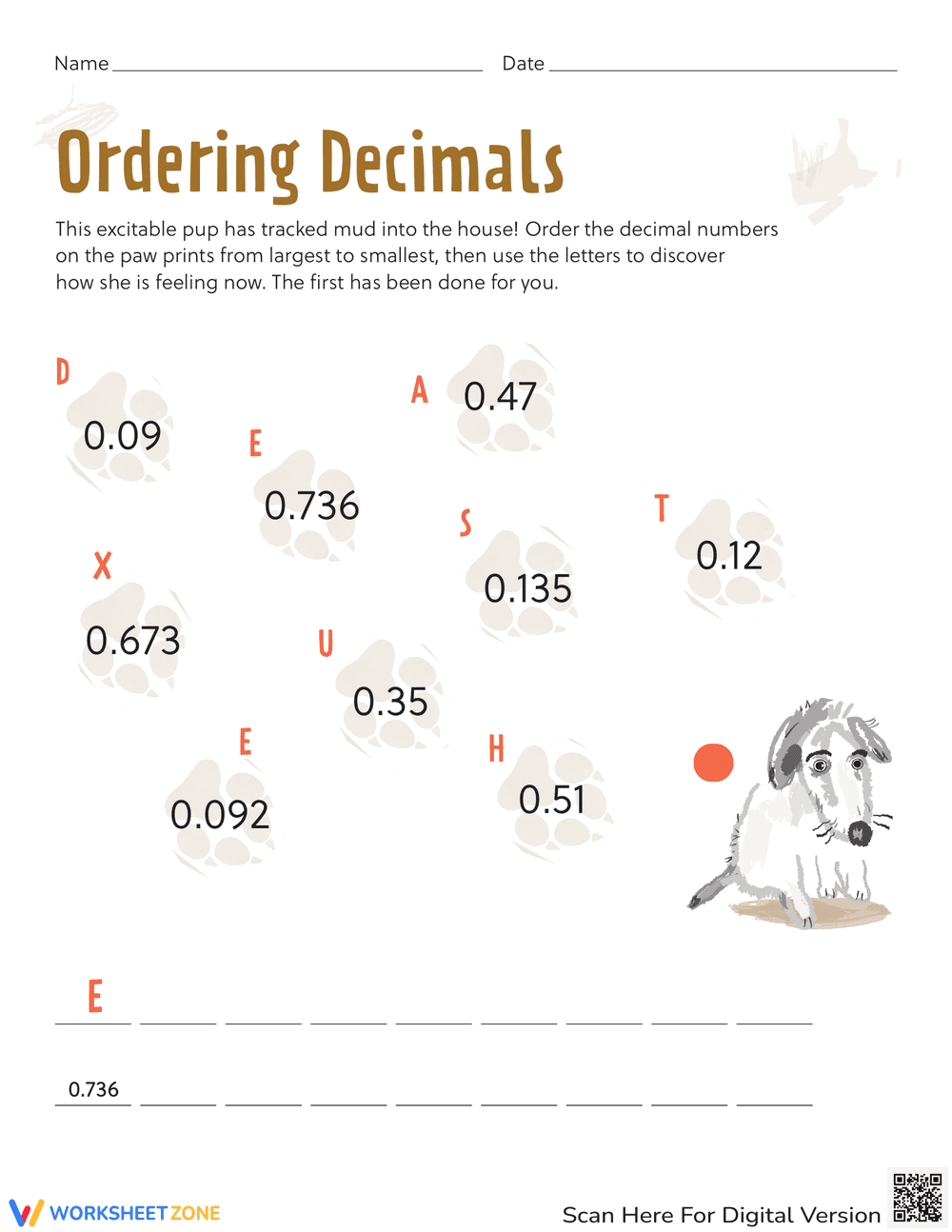Ordering Decimals - Page 1