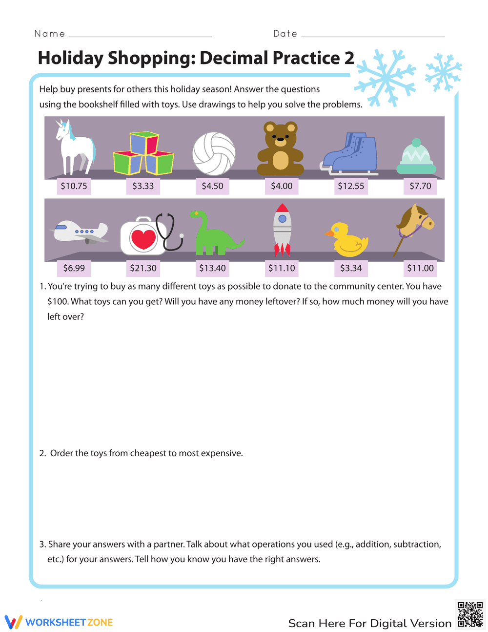 Holiday Shopping- Decimal Practice - Page 1