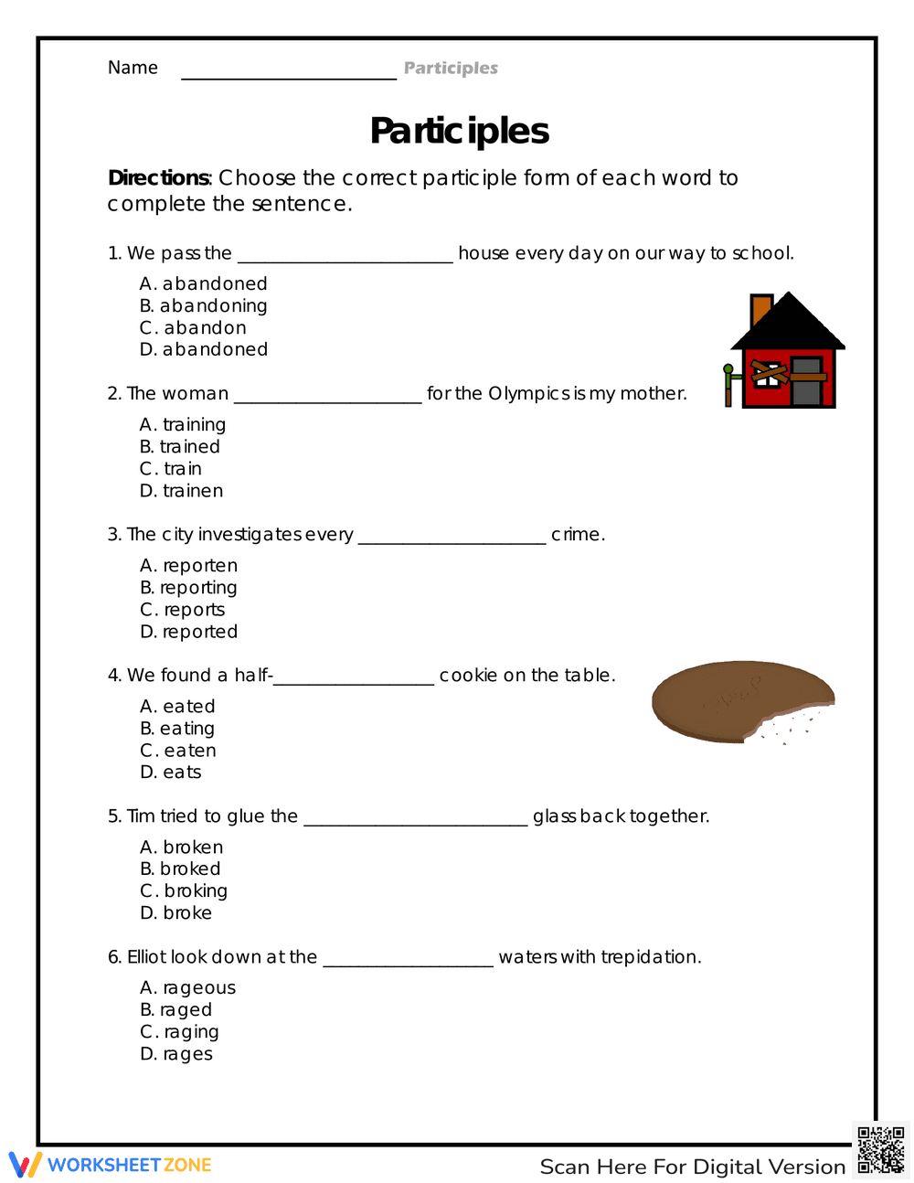 Interactive Participles Worksheet - Page 1