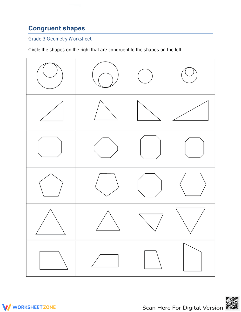 Identify Congruent Shapes - Page 1