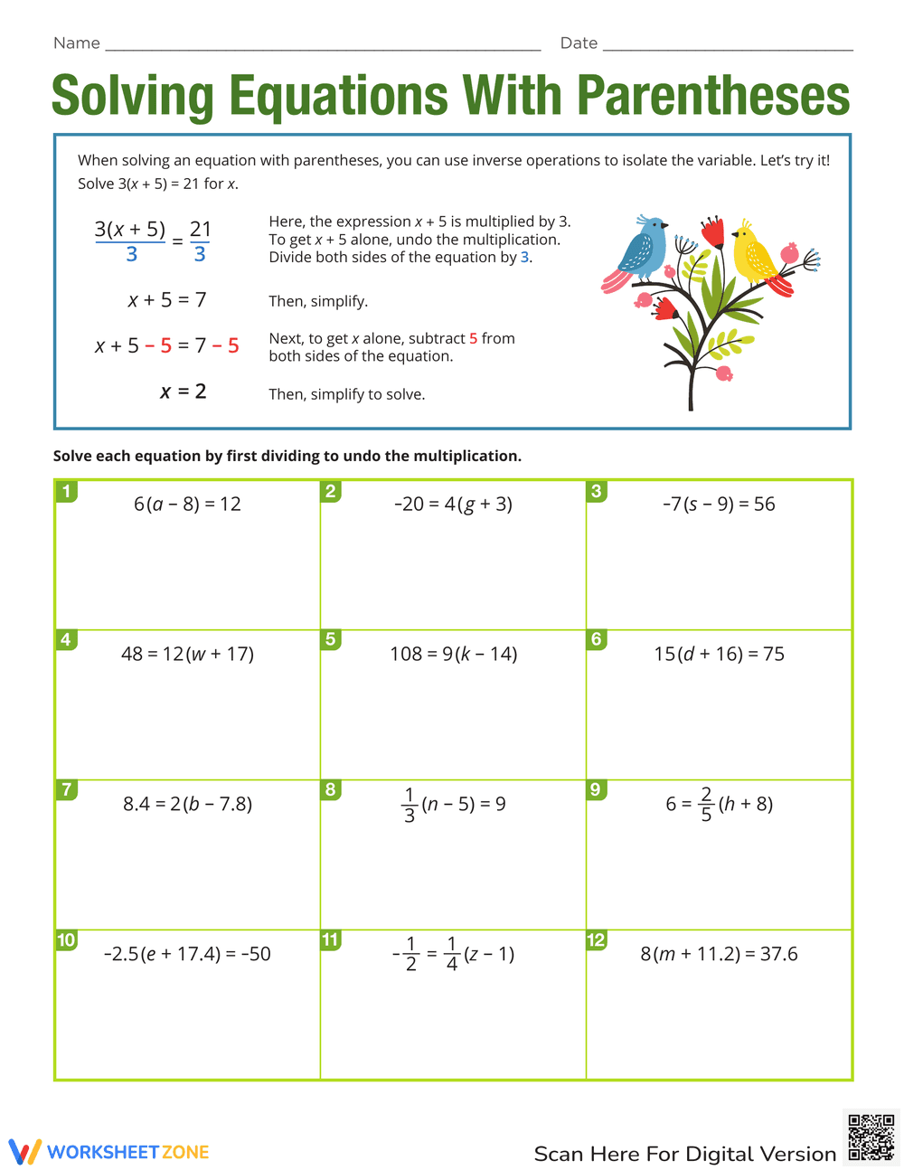 Solving Equations with Parentheses: A Step-by-Step Guide - Page 1