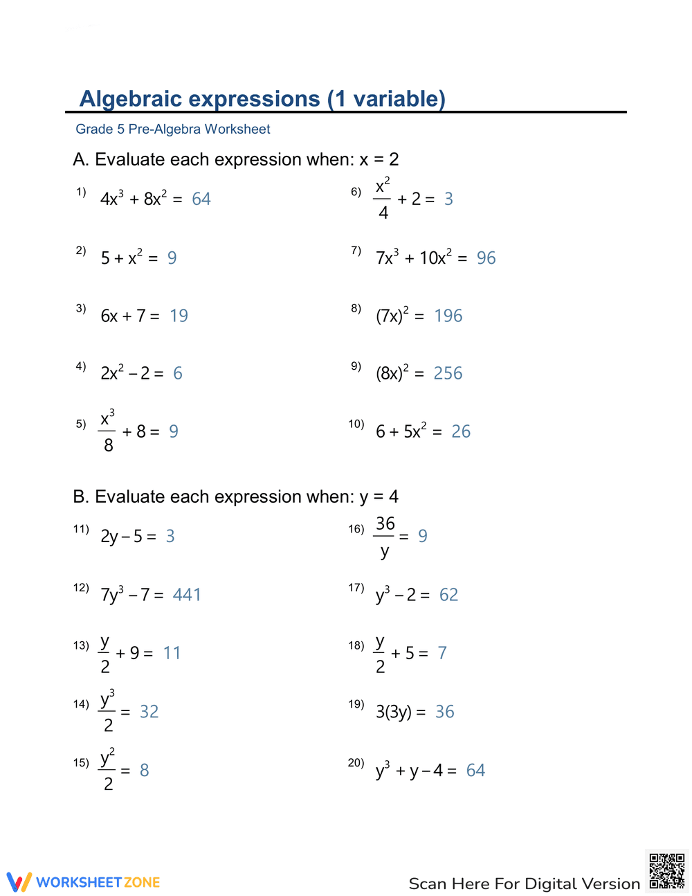 Simplifying and Solving Expressions and Equations - Page 2