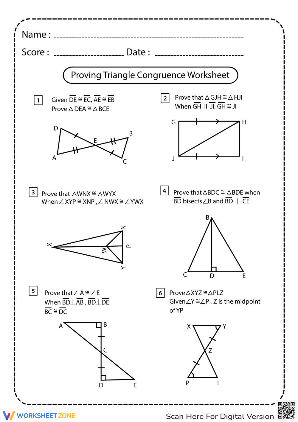 Proving Congruent Triangles Practice - Page 1