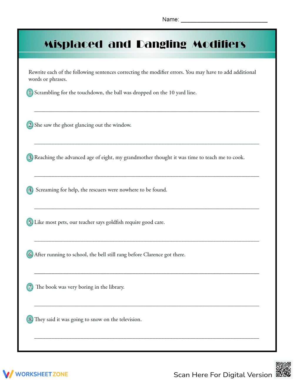 Practice with Dangling Modifiers - Page 1
