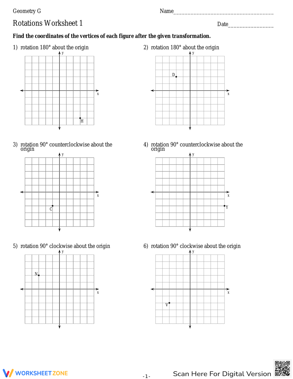 Rotations Worksheet 1 - Page 1