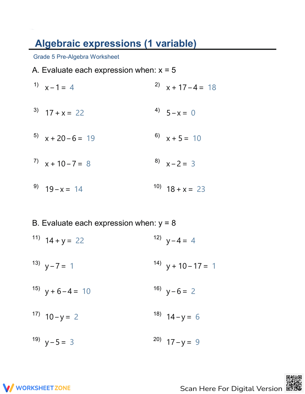 Expressions and Equations 2 - Page 2