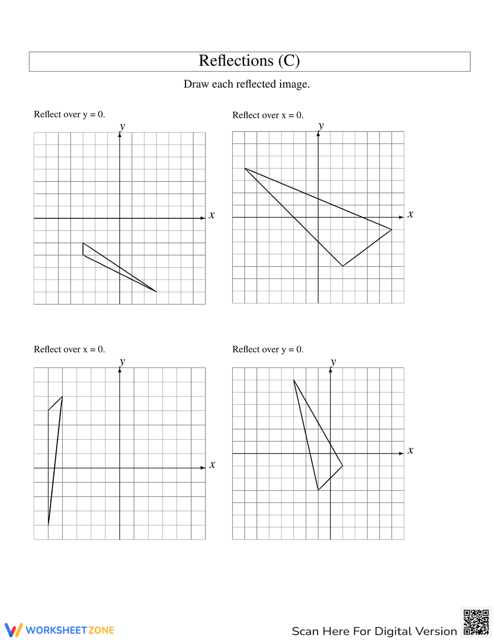Reflection of 3 Vertices Over the x or y Axis (C) - Page 1