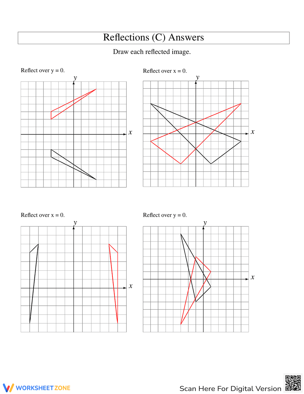 Reflection of 3 Vertices Over the x or y Axis (C) - Page 2