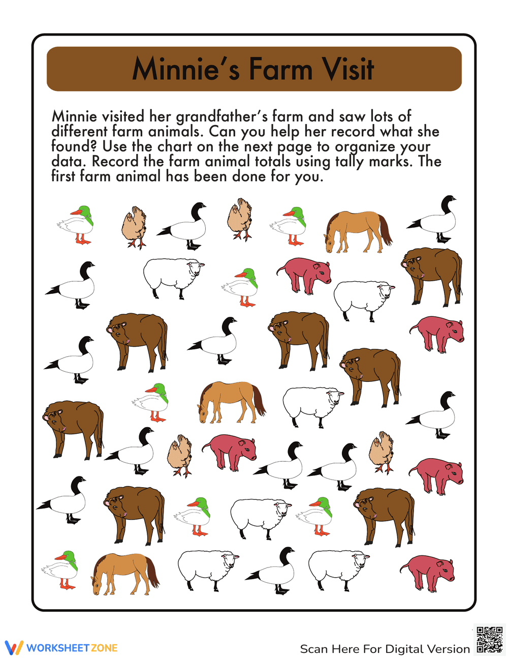 Tally Mark Practice on the Farm - Page 1