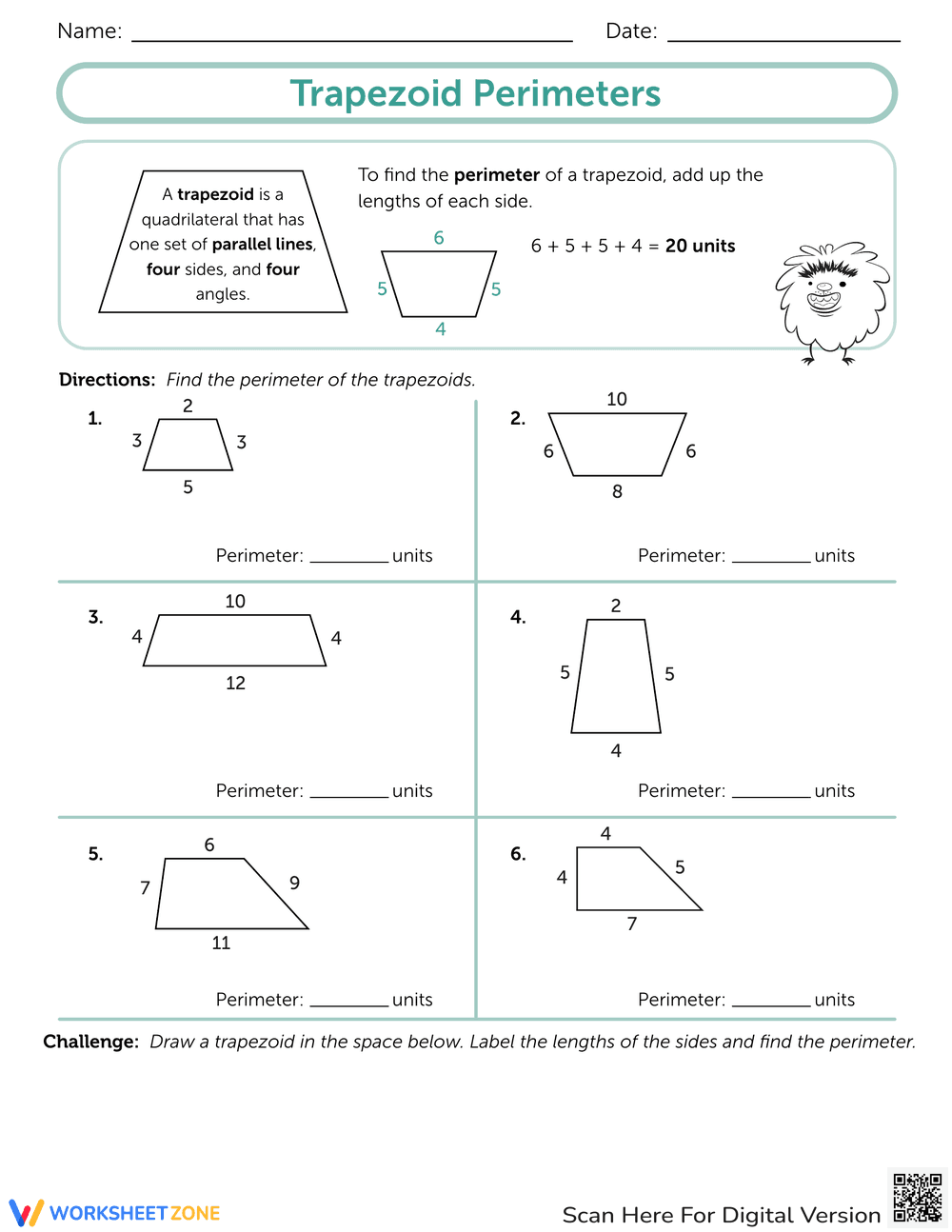 Calculating Perimeter of Trapezoids - Page 1
