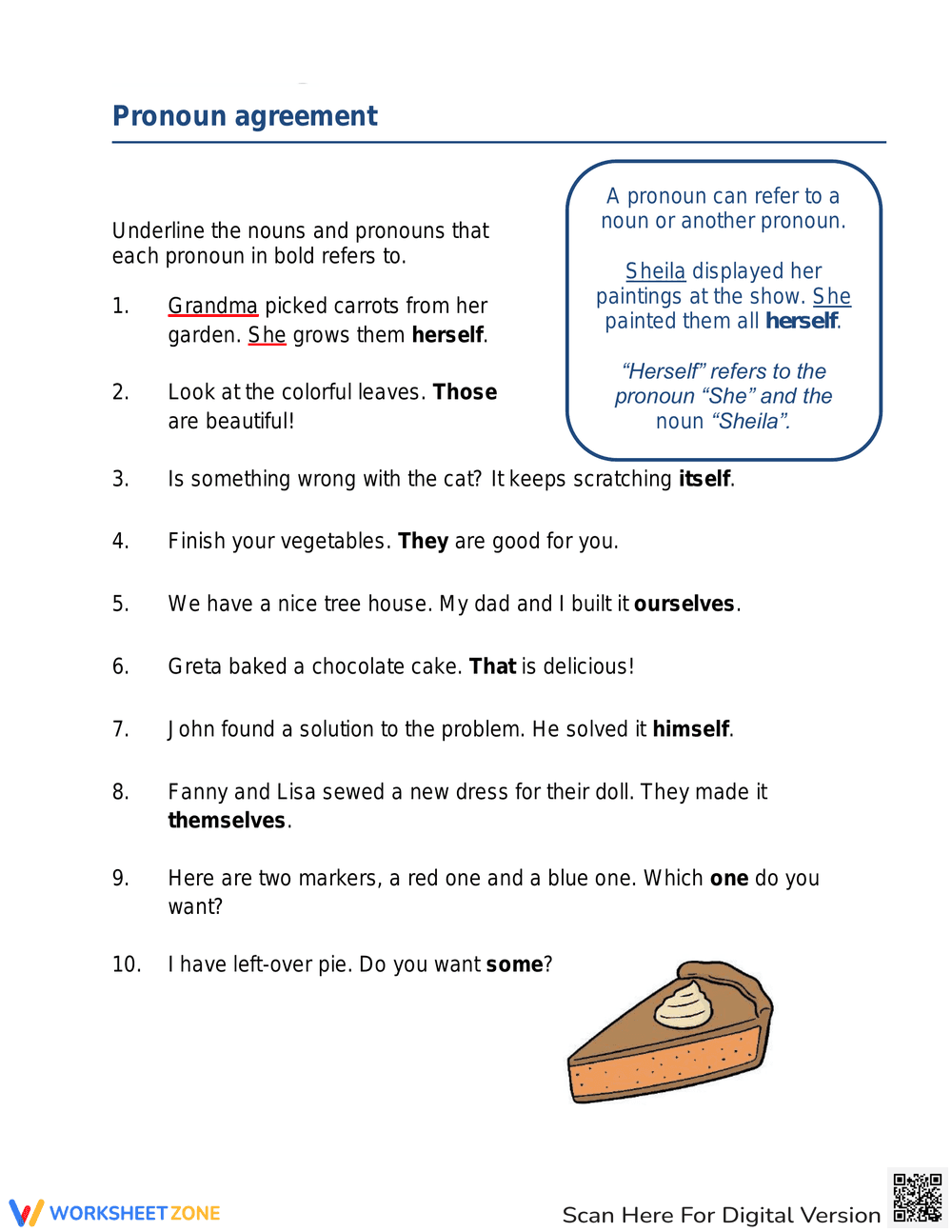Pronoun-Antecedent Agreement Worksheet - Page 1