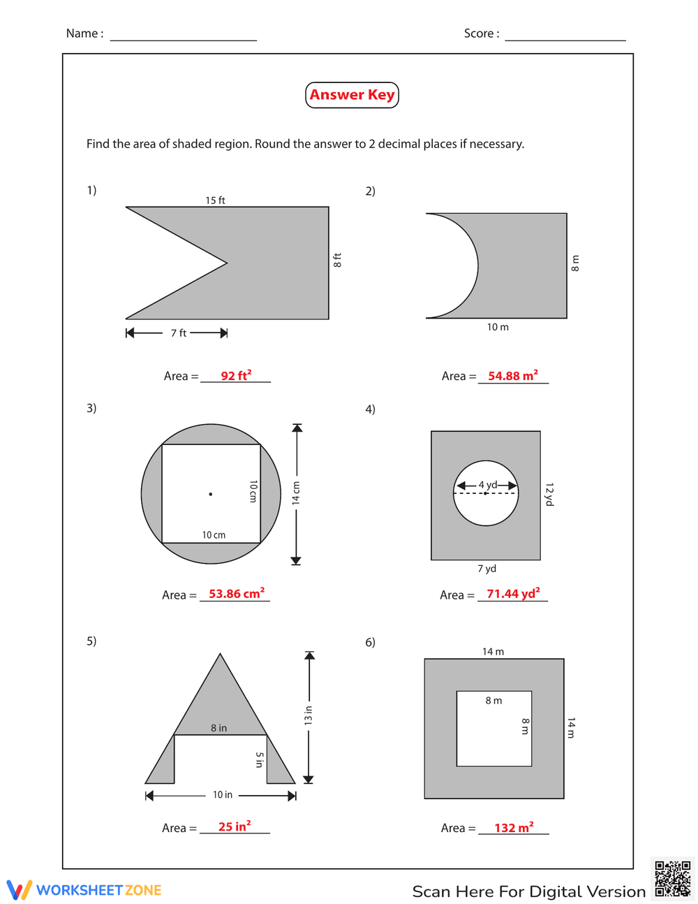 Calculate Area of Compound Shapes - Page 2