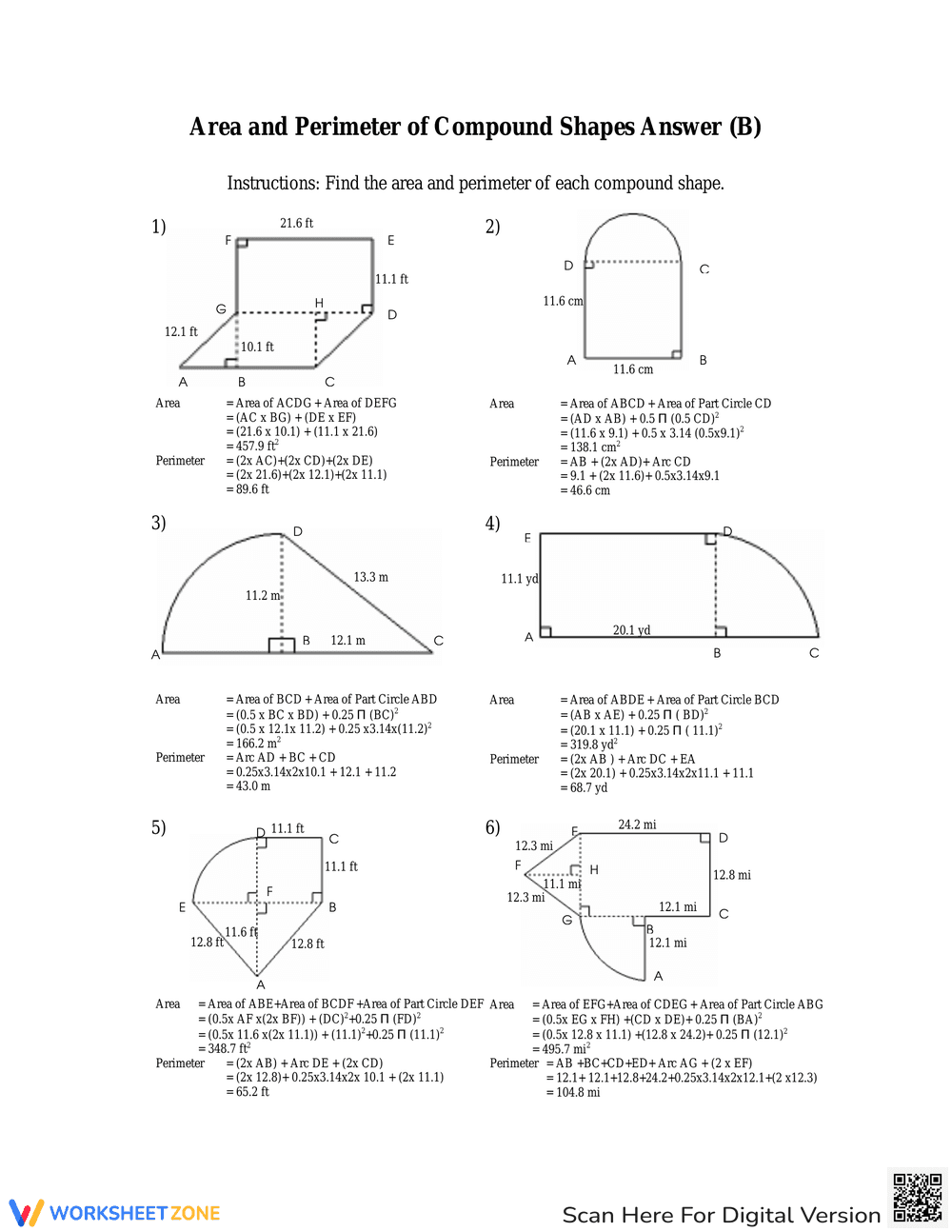 Calculate Area & Perimeter of Compound Shapes - Page 2