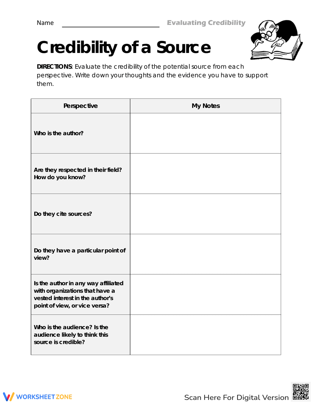 Evaluating Credibility of Sources - Page 1