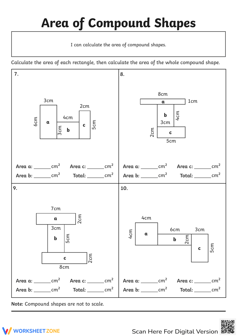 Calculate the Area of Compound Shapes - Page 1