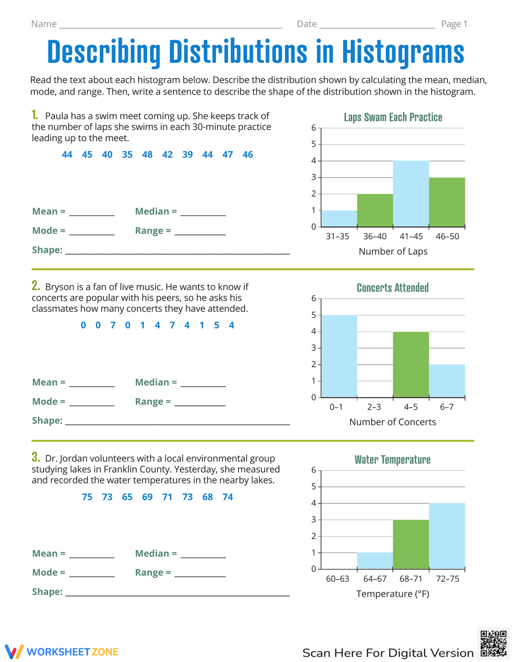 Describing Distributions in Histograms - Page 1