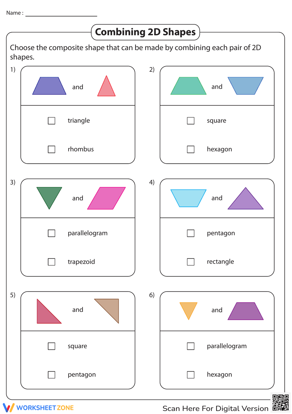 Choosing Composite Shapes: Geometry Practice - Page 1