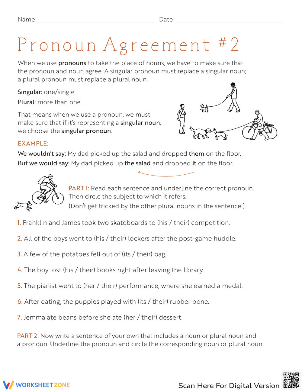 Pronoun Agreement Practice: Grammar Skills - Page 1