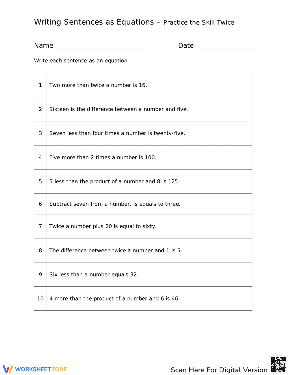 Writing Equations - Practice the Skill Twice 2 - Page 1