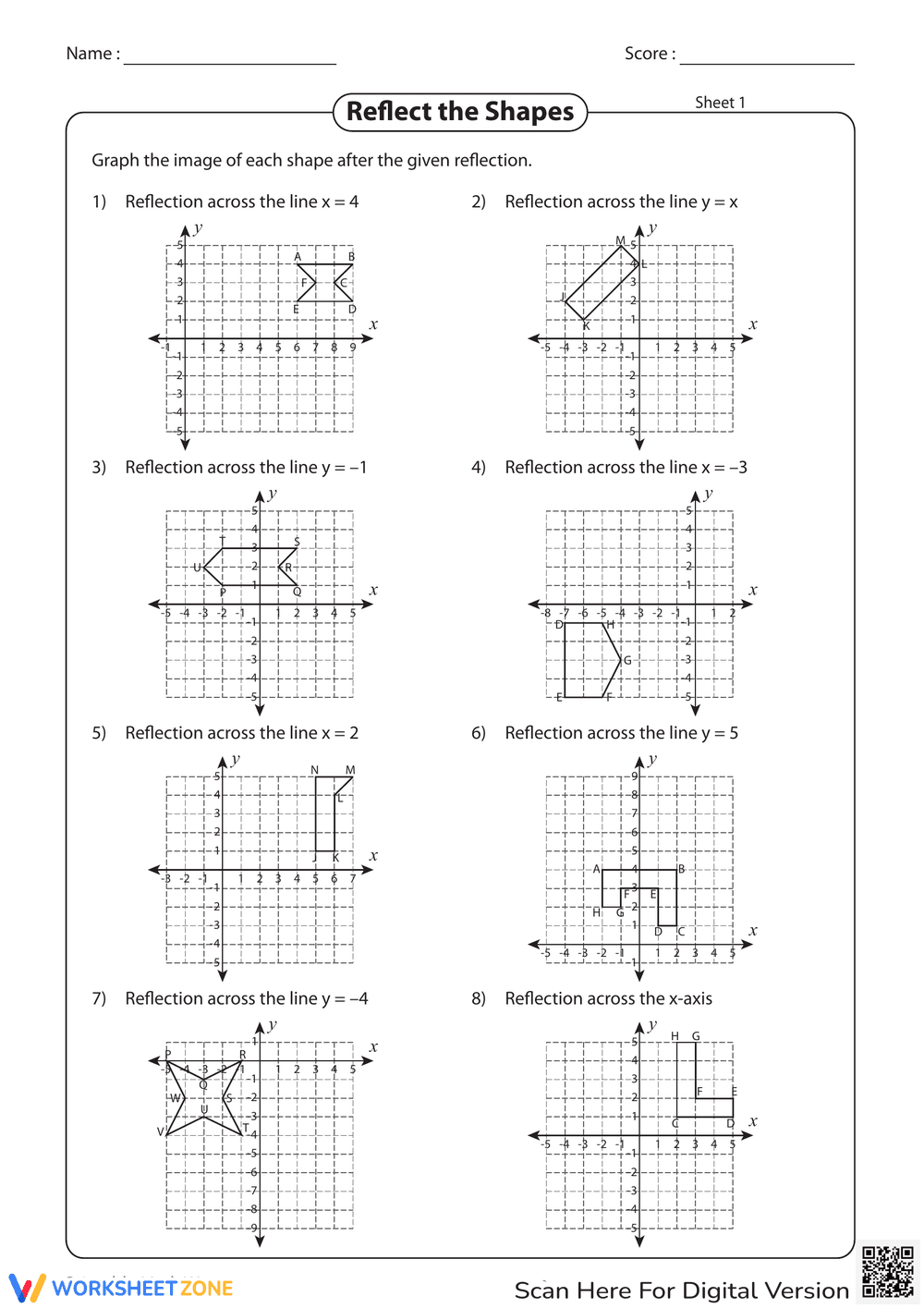 Interactive Reflection and Graphing Worksheet - Page 1